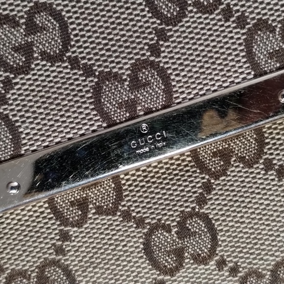 GUCCI BROWN/TAN MONOGRAM CANVAS & CREAM LEATHER WALLET ~ AUTHENTIC ~ GOOD COND - Picture 5 of 12